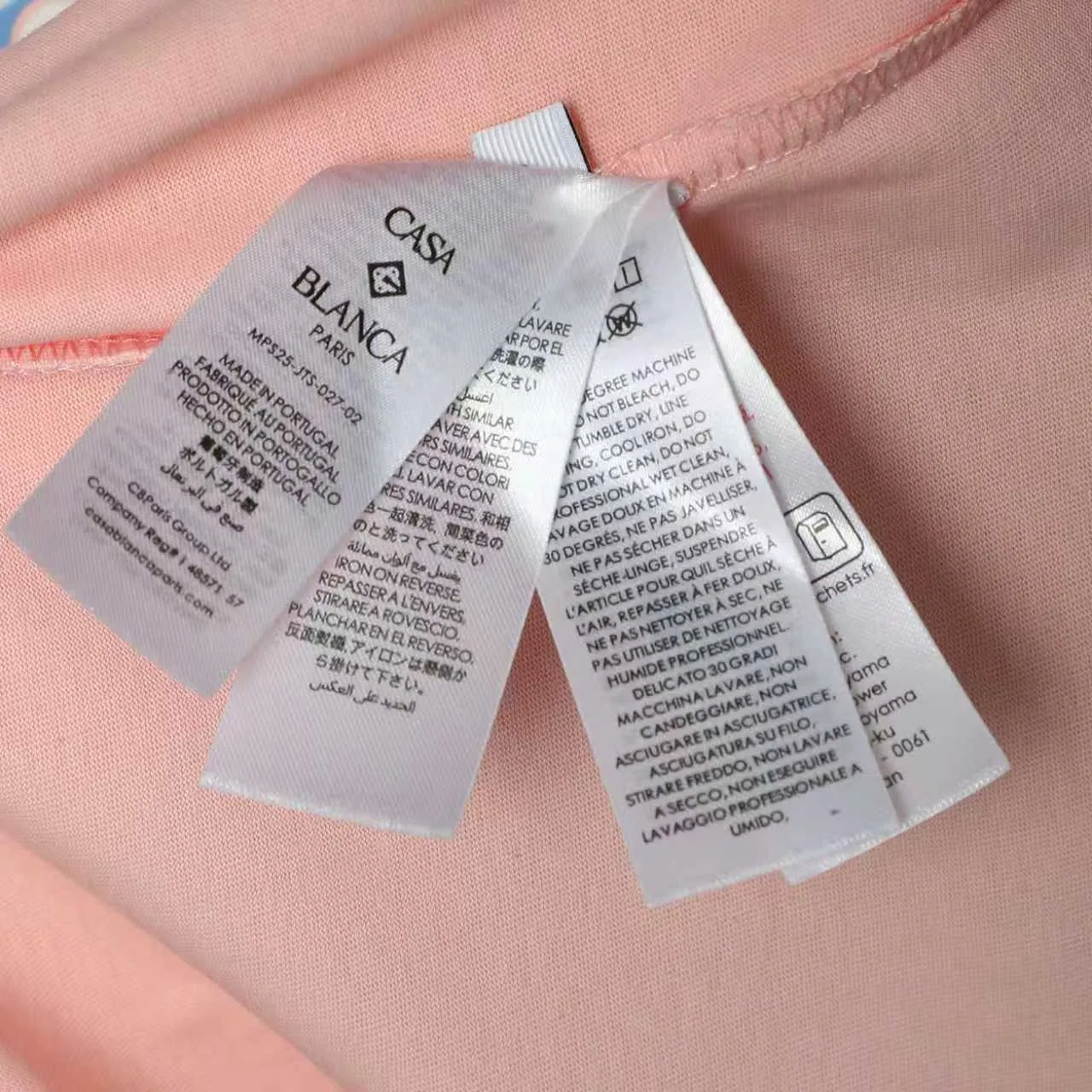 26ss CASABLANCA original printing process short-sleeved T-shirt original development using high-density double yarn pure cotton fabric upper body soft and comfortable color Black White Dark Green color Orange Pink Blue Royal Blue color cigarette powder 8 colors Sizes S M L XL